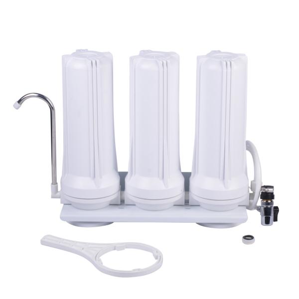 Plastic Home Water Filter , White Housing Sink Water Filter Three Stage