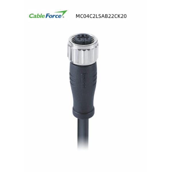 4 Pin Unshieled M12 A Code Female Straight Connector 2m Pvc Industrial Automation