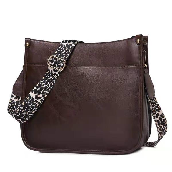 High Quality Adjustable Long Leopard Strap Vegan Leather Crossbody Messenger Bags Women Shoulder Bag Square Small Purse