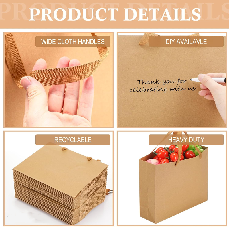 Customized Paper Bags Gift Customized Personalized Handcrafted Recyclable Brown Coated Shopping Bags