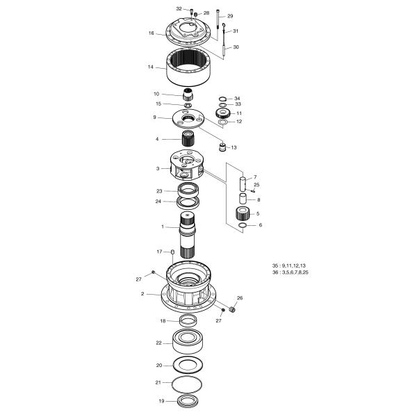 404-00094B 130426-00014 2401-9279A Swing Gearbox DH370 SOLAR330 SOLAR340 Swing Reduction Gear
