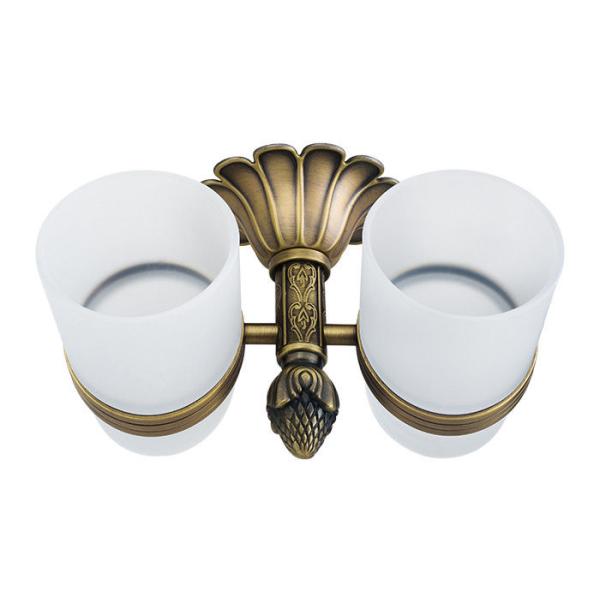 Antique Brass Bathroom Fittings Double Tumbler Holder Brass Material For Hotel