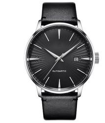 3atm Leather Strap Wrist Watch OEM 43mm Gents Quartz Watches Stainless Steel Case