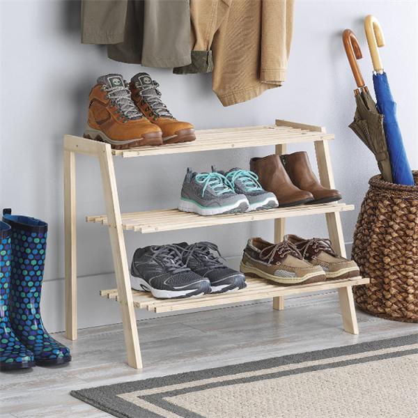 66x45x63 см твердый 3-уровневый деревянный стойка для обуви