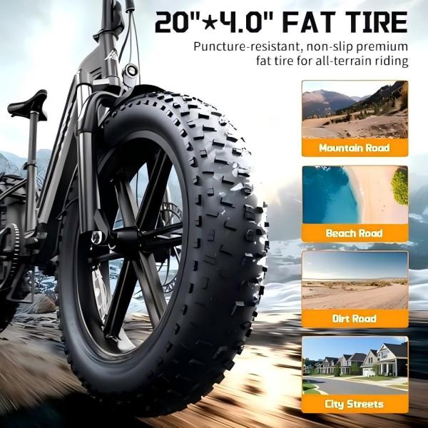 2026 Factory Price EU Stock F008 20 Fat Tire Electric Bicycle 48V Foldable E-bike with Fashion Design with Removable Battery