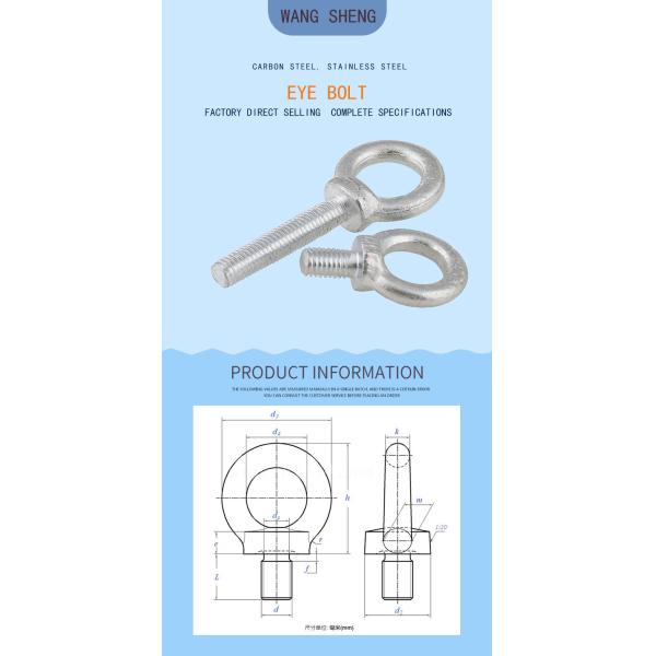 Stainless Steel Eye Bolt and Nuts Carbon Steel  Lifting Eye Bolt M4-m64 Factory Outlet