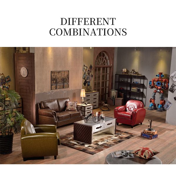 Nidea #8943 American Country Antique Retro Leather Sofa Wood Couch Divani Muebles Para Habitacion De Salon Hogar Furniture Living Room