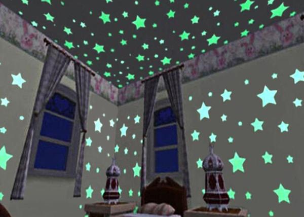 Amazon 3CM luminous star wall stickers bedroom sofa fluorescent plastic decorative painting PVC sticker