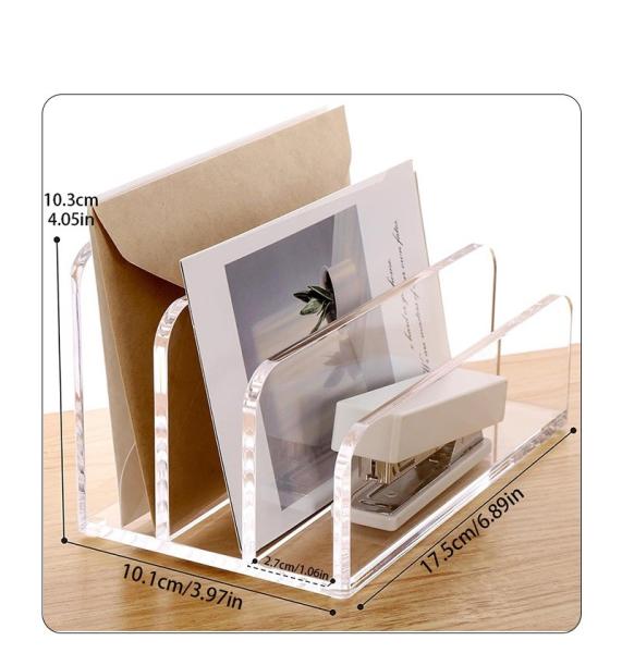 3 Section Desk Mail Organizer 5 Section Clear Lightweight Acrylic File Holder