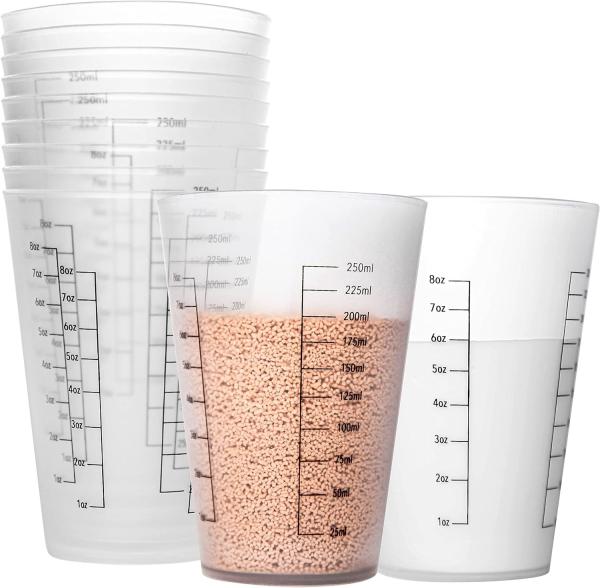 8oz Reusable Plastic Measuring Cups Liquid Paint Mixing Measure Cups For Kitchen Cooking
