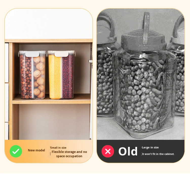 Factory Direct Sale BPA Free Modern 4-Compartment Airtight Plastic Cereal Dispenser Cereal Grain Food Storage Container