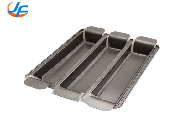 RK Bakeware China Foodservice NSF Telfon Coat Aluminum Loaf Pans Pullman Three Cup Loaf Pan Copper Trisagna Pan
