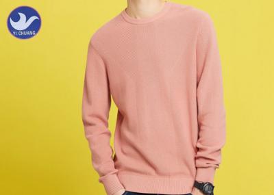 Computer Knitting Men's Knit Pullover Sweater Pink Trendy Jumper For Spring / Autumn