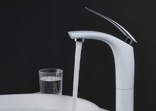 Modern Brass Bathroom Basin Faucets White Painting With Save Water Aerator
