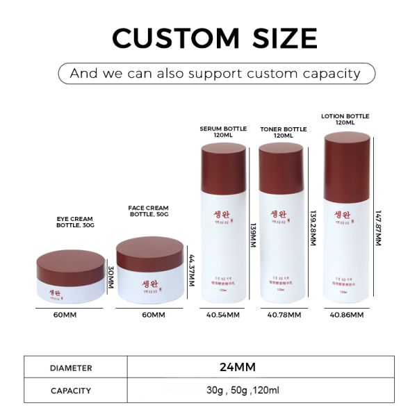 Recyclable PET Cosmetic Bottle Set with 30g and 50g Cream Jars and 120ml Lotion Bottles Featuring Silk Screen Printing