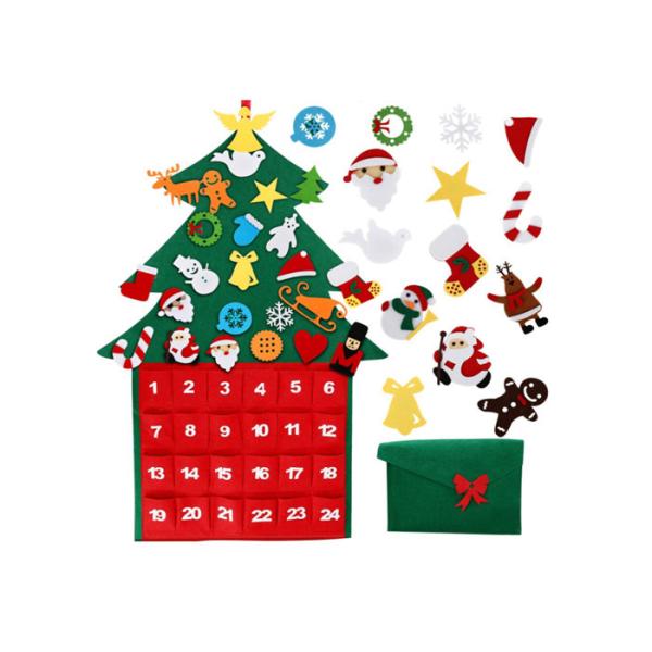 Reusable Felt Christmas Tree Decorations Advent Calendar Waterproof No Fading