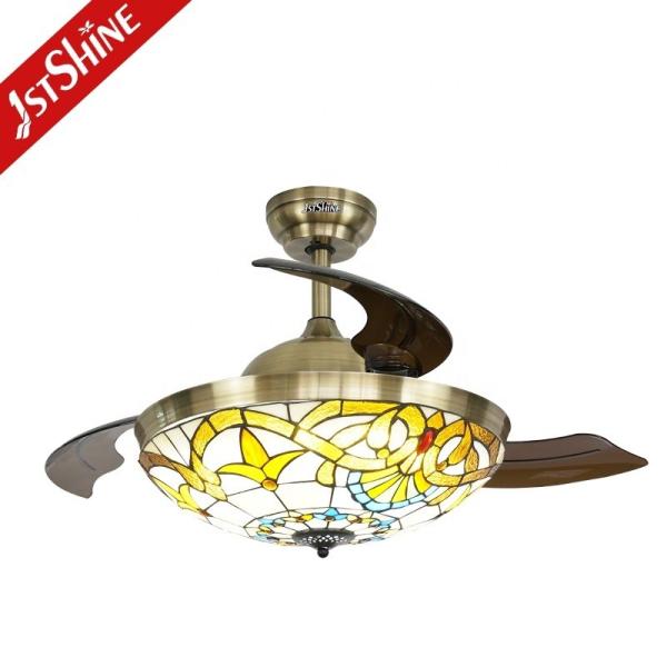 Vietnam Ventiladores de teto com luzes e lâminas ocultas 42 polegadas 106cm Design decorativo de cristal