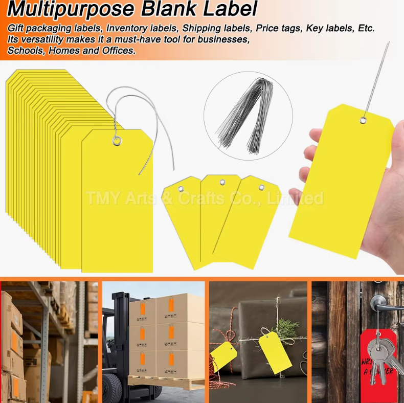 Blank Writable Waterproof Shipping Plastic Tags 6 1/4 X 3 1/8 Inches Steel Wire Heavy Duty Outdoor Durable Security