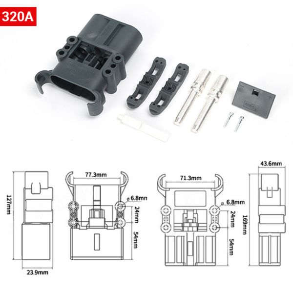 2P 80A 160A 320A 150V Forklift Plug Car Battery Connector , Male Female Forklift Power Connector
