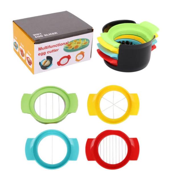 Egg Slicer Set 3 Cutters for Thin Slices Easy Manual Egg Cutting Tool PP Plastic With Slicer Stand