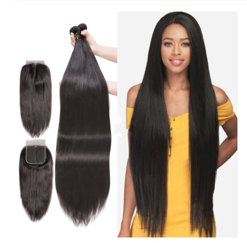 Unprocessed Peruvian Virgin Human Hair Extensions 40 Inches Silky Straight