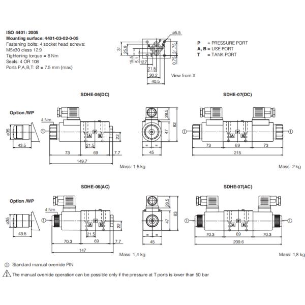 ATOS DC24V ISO4401 Hydraulic Solenoid Directional Control Valve SDHE-0710 10S SDHE-0718 10S