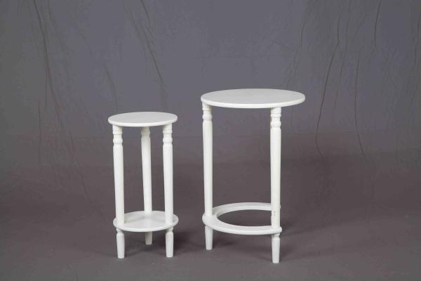 White Nesting Soild Wooden Sofa End Tables MDF For Saving Space Balcony