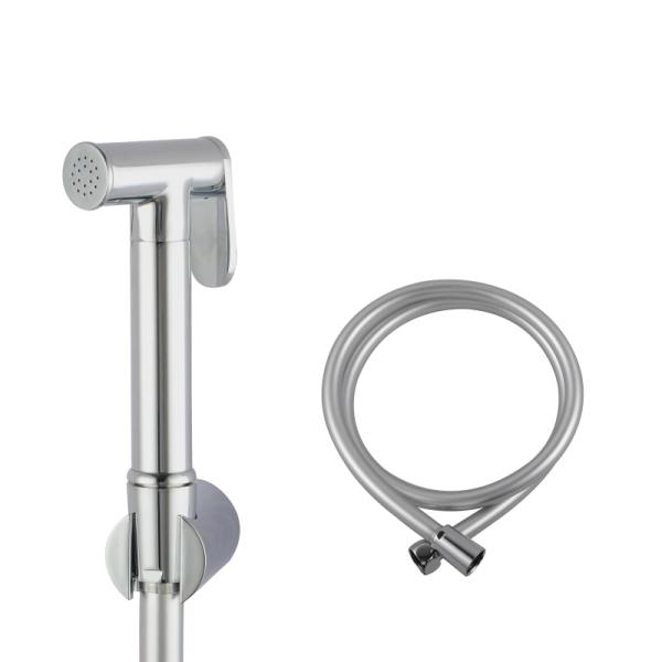Bathroom Cleaning Round Chrome Brass Toilet Bidet Spray Kit with 1.2m PVC Water Hose