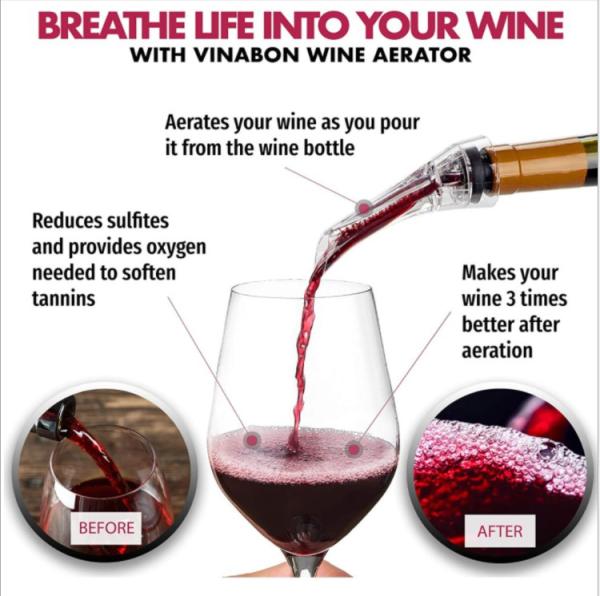 Bico de luxe do filtro de Pourer do gaseificador de aço inoxidável do vinho para o vinho vermelho e branco robusto