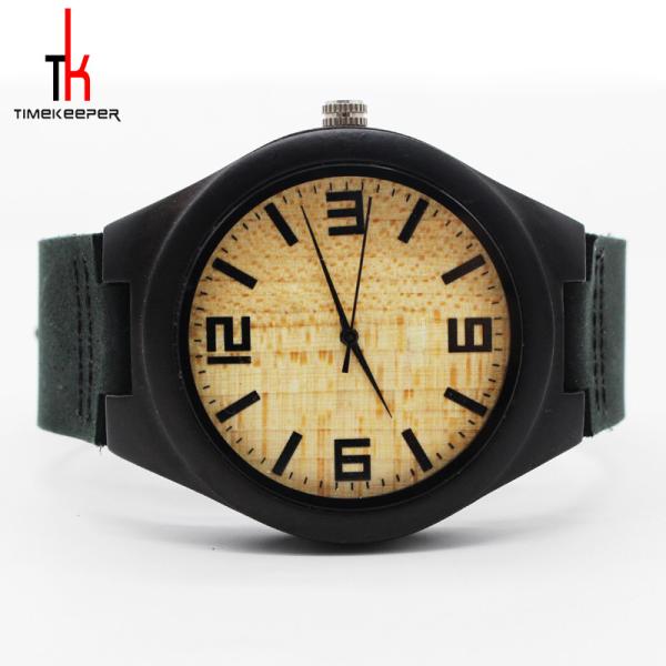 Men Minimalist Leather Watch / Black Leather Band Watches Create Your Own Brand