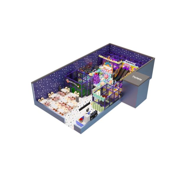 Purple Themed Indoor Playground Equipment Customizable With Space Smart Design