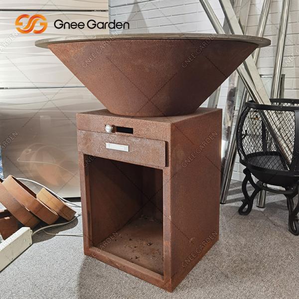 Corten Steel Garden BBQ Outdoor Cooking Grills Antique Fire Pit 31.5