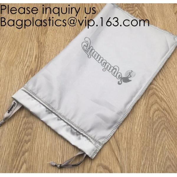 Black Satin Hair Drawstring Bag With Tassels,Pink Satin Hair Dust Bag Cotton Drawstring Makeup Pouch, bagease package