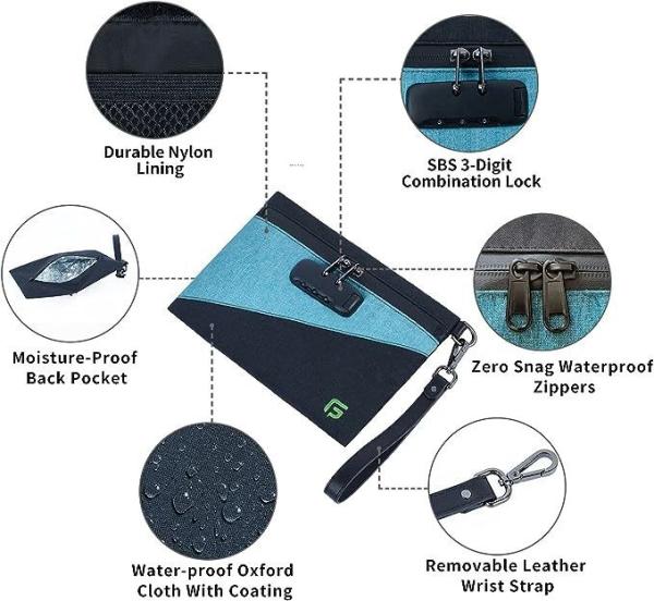 Smell Proof Bags with Combination Lock,Carbon Lined Odor Proof Pouch 10.2 x 7.2 inches Medicine Lock Bag Travel Storage