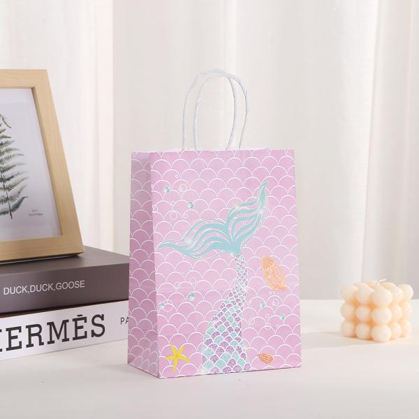Sac cadeau d'anniversaire imprimé, motif océan, sac d'emballage, sac cadeau, sac en papier kraft, sac fourre-tout de fête