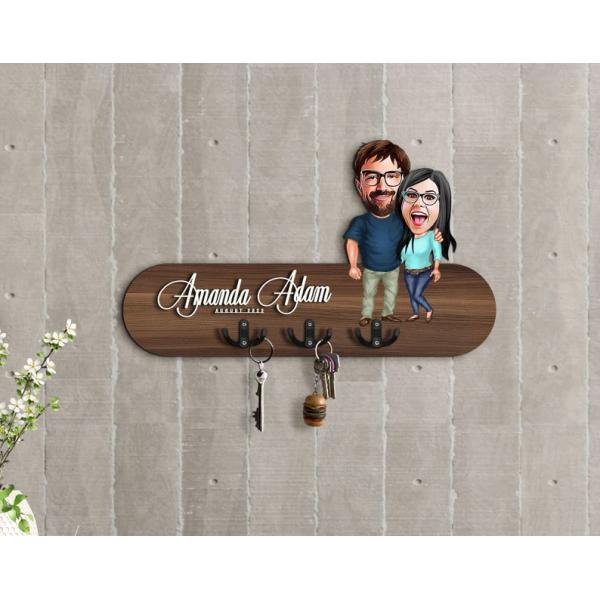 Customized Logo Wooden Key Holder Entryway Organizer for Personalized Home Storage