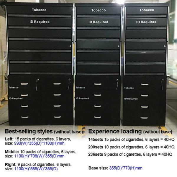 Satom Customized Layers Automatic Door Metal Cigarette Tobacco Display Cabinet