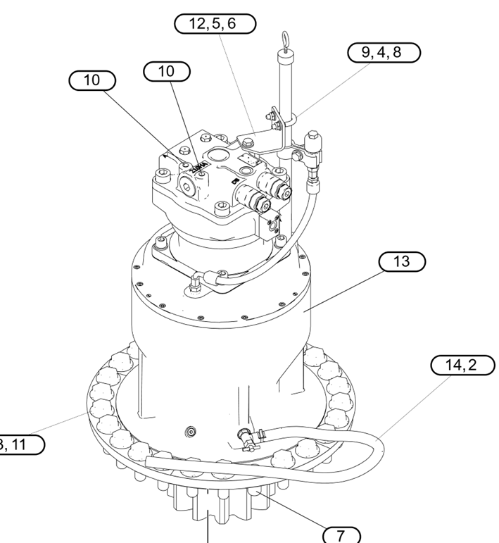 E345G Swing drive with motor 557-5907 560-2459 DRIVE & MTG GP-SWING  PART OF 615-1767 POWER TRAIN AR