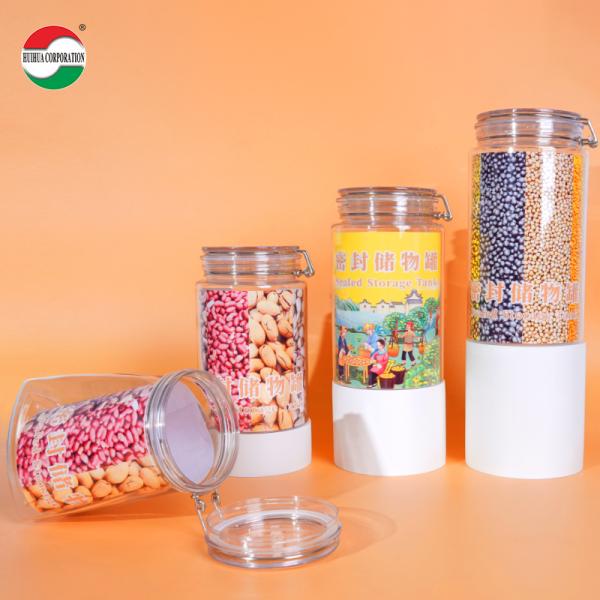 Food Grade PET Sealed Storage Jar Clear Plastic Cylinder For Dried Food Tangerine Peel Tea Nuts