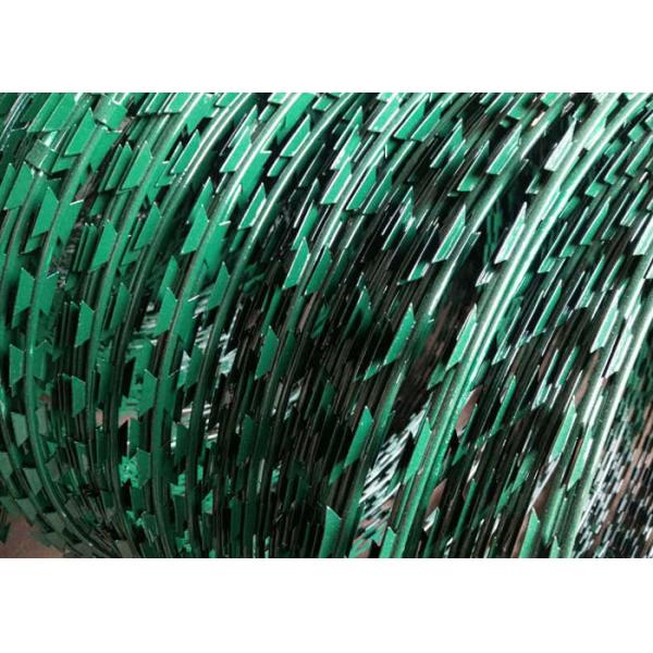 Green 430 Stainless Steel Razor Coil Barbed Wire 450mm High Security