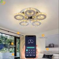 SENKAI Deluxe Crystal Ceiling Factory Surface monté 5 rondes Led Crystal Dimmable Smart Ceiling Lights Pour le salon