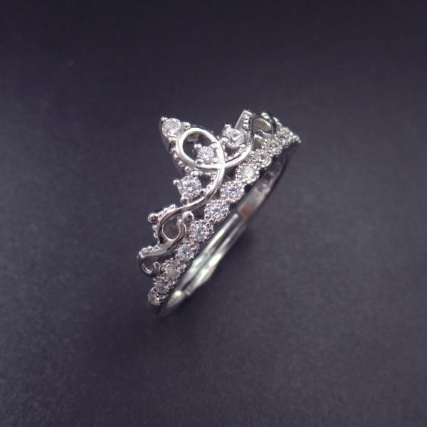 Luxury Princess Crown Ring / 925 Sterling Silver Engagement Rings