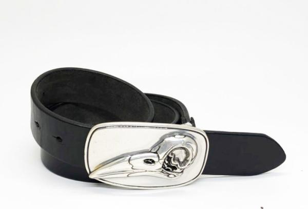 Woodpecker Pattern Buckle Mens Thick Casual Leather Belt 140cm Length