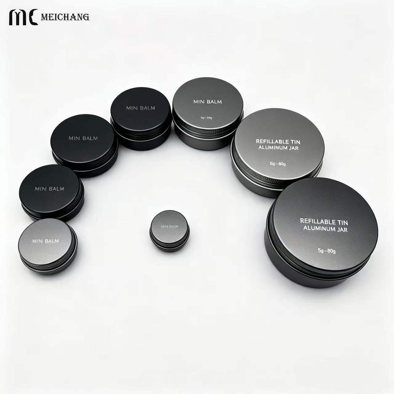 5-80g Refillable Round Aluminum Jar with Screw Lid for Solid Balm Packaging(MC-806)