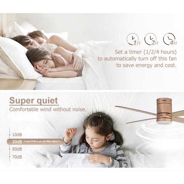 Ventilador de teto LED de 4 lâminas para interiores com iluminação apagável de 110-230V a comando remoto