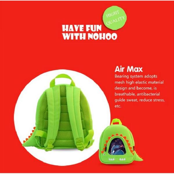 Green Toddler Shark Backpack , Cool Kids Backpacks Neoprene Material