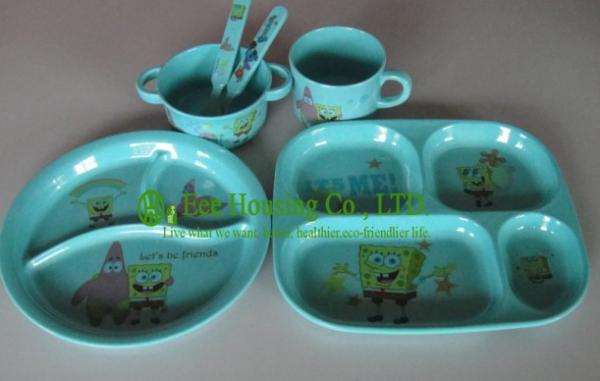 Bamboo Fiber Children Dinnerware, Bamboo Fiber Bowl For Child, Bamboo fiber spoon/ cups