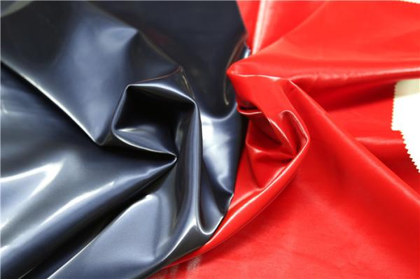 Jacket Pu Synthetic Leather Normal Tearing Strength Red Color For Clothing Fabric