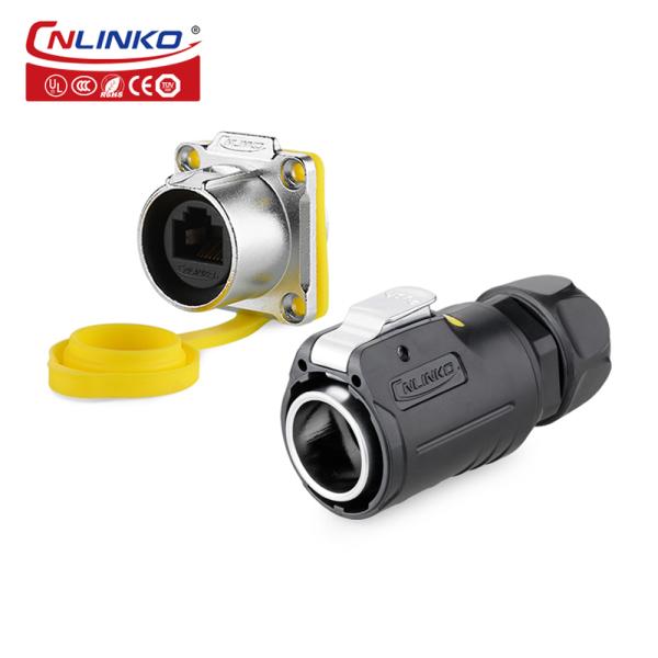 CNLINKO LP24 RJ45 Waterproof Connector Internet LED Display 8P8C Connector Network CAT5E IP68 RJ45 Adapter Plug and Socket