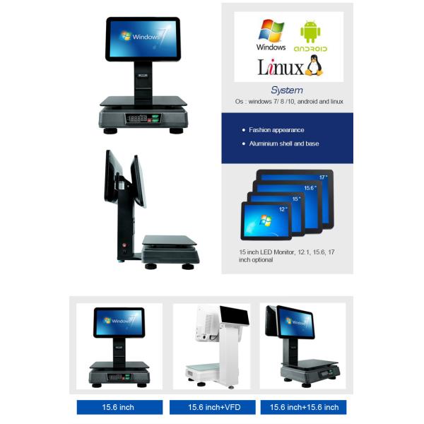 DC/USB/LAN/Uart/Vga/Audio Interface POS Scale with Printer and Balance Weighing Function